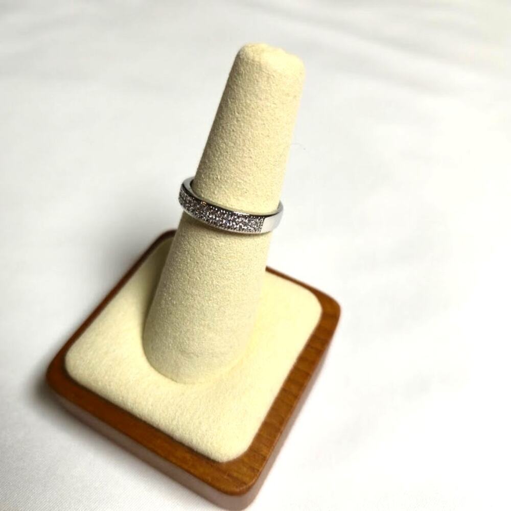 Pretty Bird Jewelry NWOT Silver Plated Pave Stacking Ring Size 6.5 Dainty - Picture 4 of 7